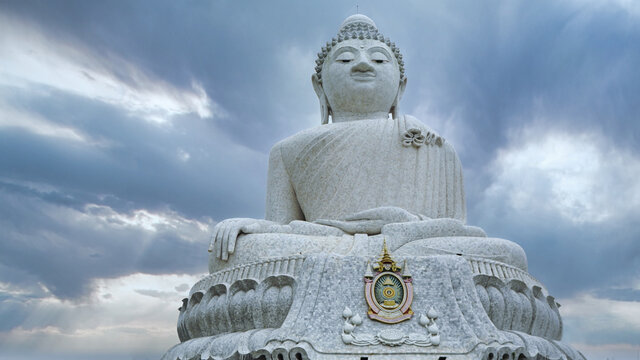 moody travel picture of Big Buddha statue in Phuket, Thailand