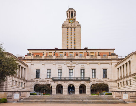 Overcast View Of The UT Tower Of University Of Texas At Austin