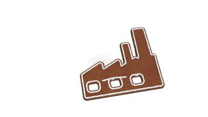 3d rendering of gingerbread symbol of factory isolated on white background