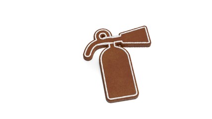 3d rendering of gingerbread symbol of fire extinguisher isolated on white background
