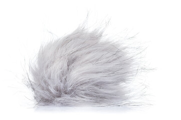 Grey fur ball isolated on white background - 472874192