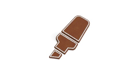 3d rendering of gingerbread symbol of highlighter isolated on white background