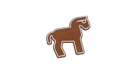 3d rendering of gingerbread symbol of horse isolated on white background
