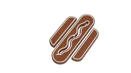 3d rendering of gingerbread symbol of hotdog isolated on white background