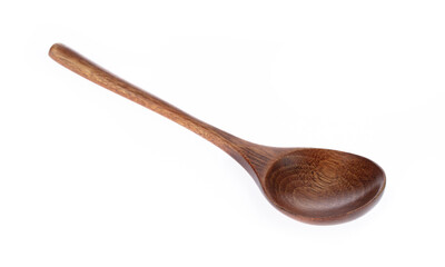 Round headed wood spoons are the classic shape isolated on white background