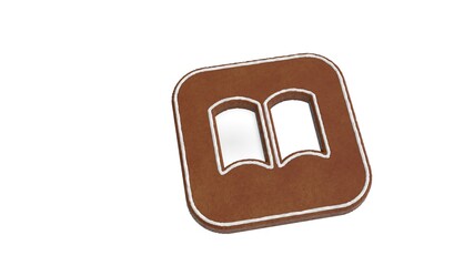 3d rendering of gingerbread symbol of iBook isolated on white background
