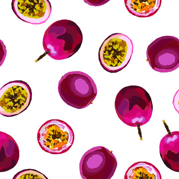 Passion fruit tropical vector seamless pattern