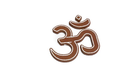 3d rendering of gingerbread symbol of om isolated on white background