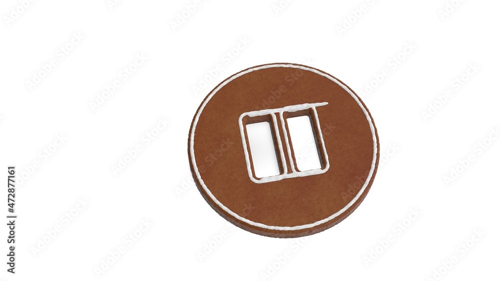 Wall mural 3d rendering of gingerbread symbol of pause circle isolated on white background