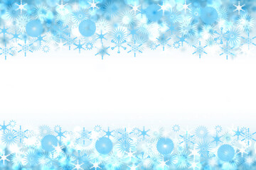 Abstract blurred festive winter christmas or Happy New Year background with shiny blue and white bokeh lighted stars. Space for your design. Card concept.