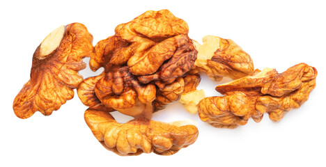 Walnut Isolated. Walnut kernel Nut  on white background.