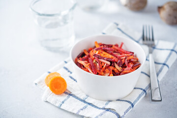 Carrot beet apple salad in a bowl