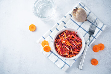 Carrot beet apple salad in a bowl