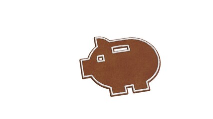 3d rendering of gingerbread symbol of piggy bank isolated on white background