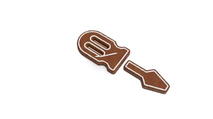 3d rendering of gingerbread symbol of screwdriver isolated on white background