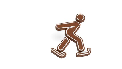3d rendering of gingerbread symbol of skating isolated on white background