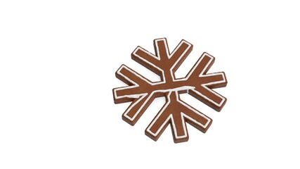 3d rendering of gingerbread symbol of snowflake isolated on white background