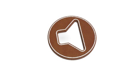 3d rendering of gingerbread symbol of speaker isolated on white background