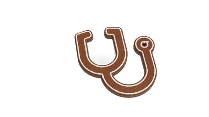 3d rendering of gingerbread symbol of stethoscope isolated on white background