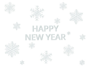 Happy New Year greeting card. Vector illustration with snowflakes on white background