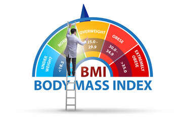 Concept of BMI - body mass index with nutritionist