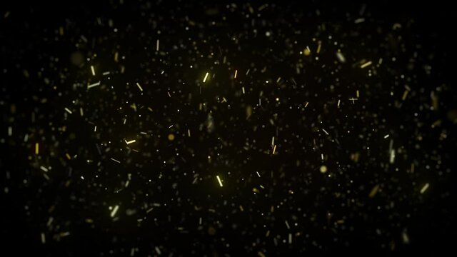 Abstract Glowing Gold Glitter Sparkling Background/ 4k animation of an abstract wallpaper background of bursting gold particles sparkling with glimmer fx seamless looping