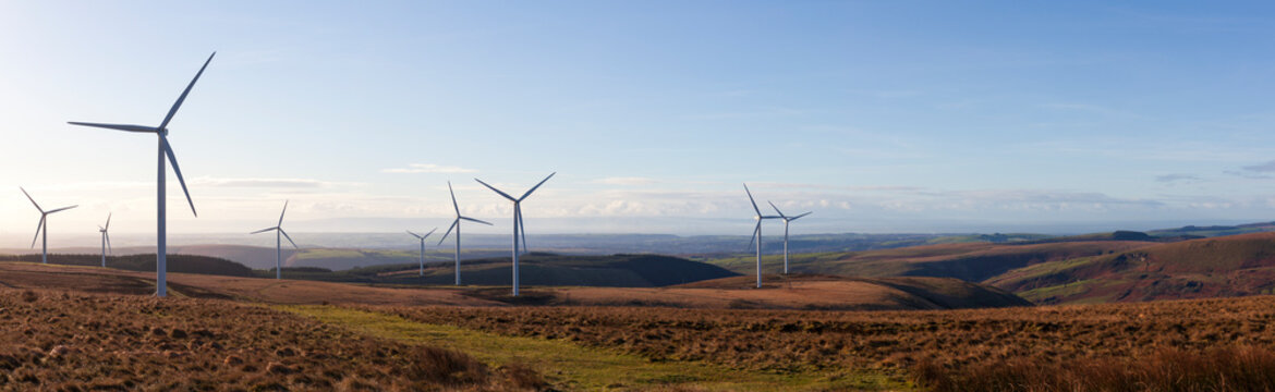 Pant-y-Wal Wind Farm near Mynydd William Meyrick, Bridgend, South Wales, UK