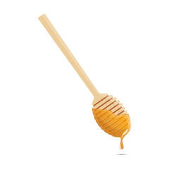 Honey dipper with drop vector illustration on a white background