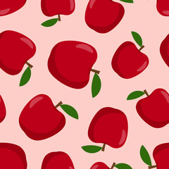 Red apple vector seamless pattern