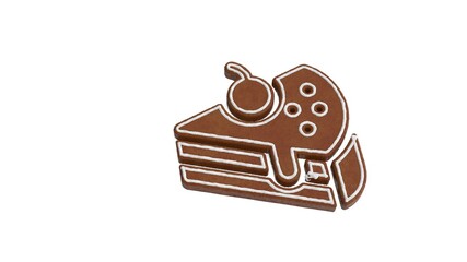 3d rendering of gingerbread symbol of cake isolated on white background