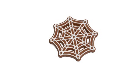 3d rendering of gingerbread symbol of cobweb isolated on white background © Destrosvet