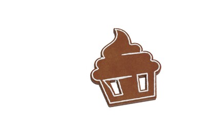 3d rendering of gingerbread symbol of cupcake isolated on white background