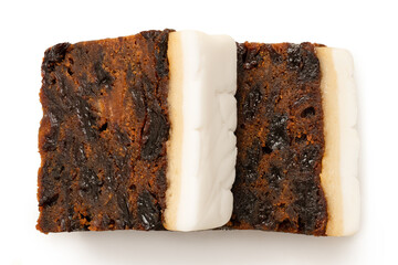 Iced fruit cake.