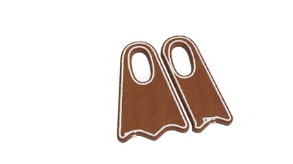 3d rendering of gingerbread symbol of diving fins isolated on white background