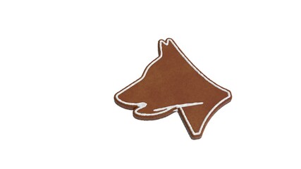 3d rendering of gingerbread symbol of dog isolated on white background