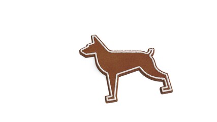 3d rendering of gingerbread symbol of dog isolated on white background