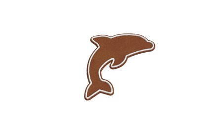 3d rendering of gingerbread symbol of dolphin isolated on white background