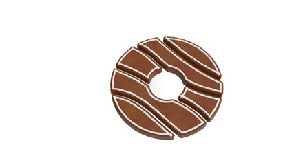 3d rendering of gingerbread symbol of donut isolated on white background