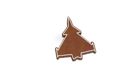 3d rendering of gingerbread symbol of fighter plane isolated on white background