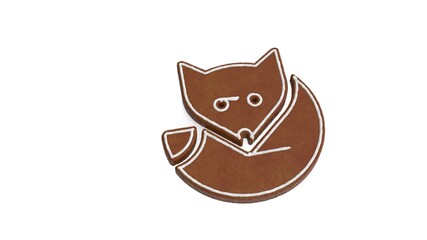 3d rendering of gingerbread symbol of fox isolated on white background