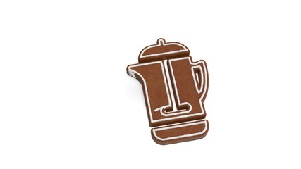 3d rendering of gingerbread symbol of french press isolated on white background