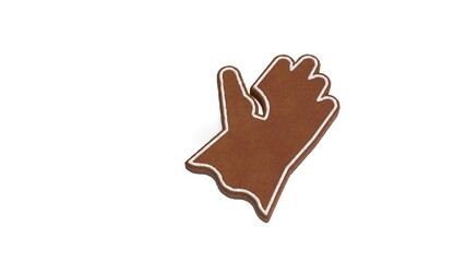 3d rendering of gingerbread symbol of glove isolated on white background
