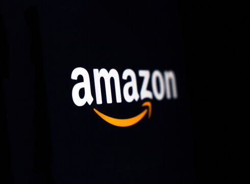 Amazon logo on the screen.