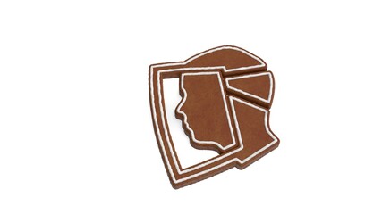 3d rendering of gingerbread symbol of head shield isolated on white background