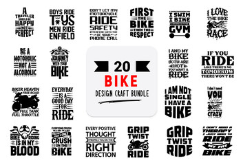 Craft design bundle with bike lettering quotes. - obrazy, fototapety, plakaty