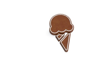 3d rendering of gingerbread symbol of ice cream isolated on white background