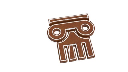 3d rendering of gingerbread symbol of ionic columns isolated on white background