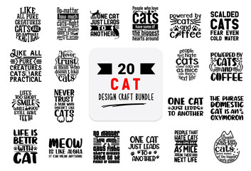 Craft design bundle with cat lettering quotes.