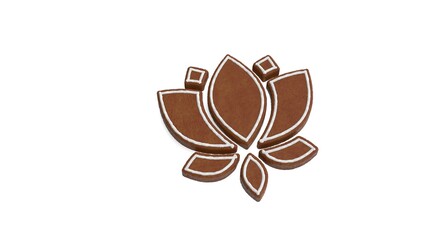 3d rendering of gingerbread symbol of lotus isolated on white background