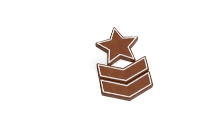 3d rendering of gingerbread symbol of military rank isolated on white background